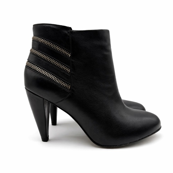 Botkier Black Ankle Boots with Triple Zipper Detail & Heeled Silhouette Size 37 - Picture 3 of 16